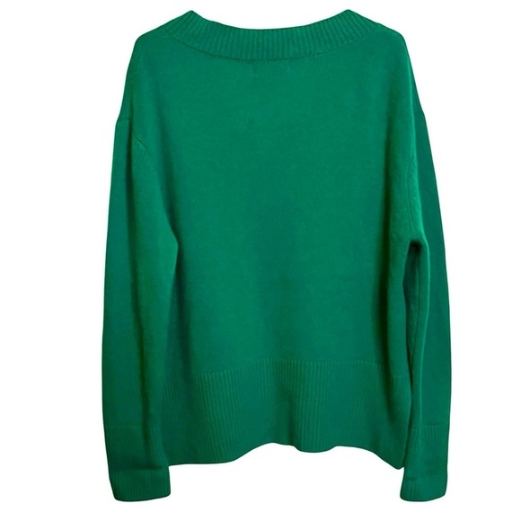 Kirna Zabete 100% Cashmere V Neck Sweater Green Women’s Large - Picture 2 of 8